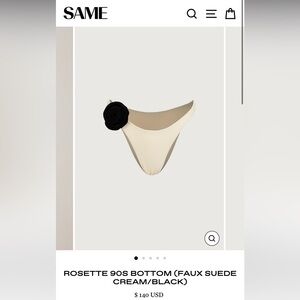 SAME SWIM - ROSETTE 90S BOTTOM (FAUX SUEDE CREAM/BLACK)
